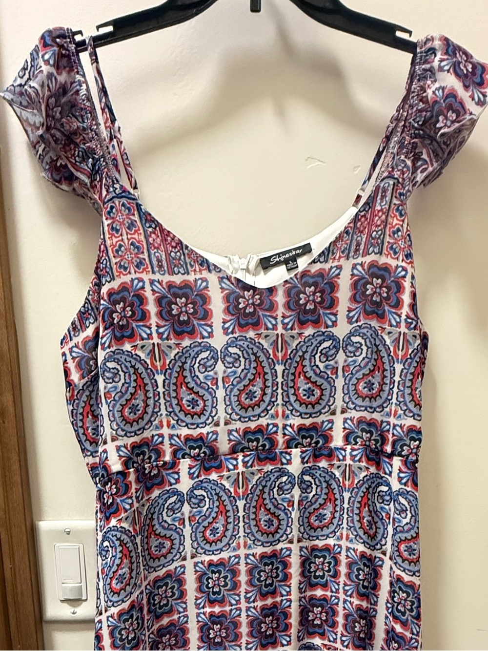 Shinestar Paisley & Tile Print Maxi Dress in Blue and Red